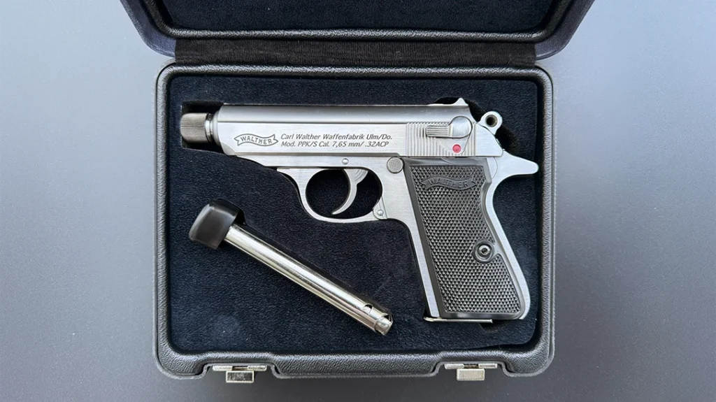 The pistol comes in a hard, padded case.