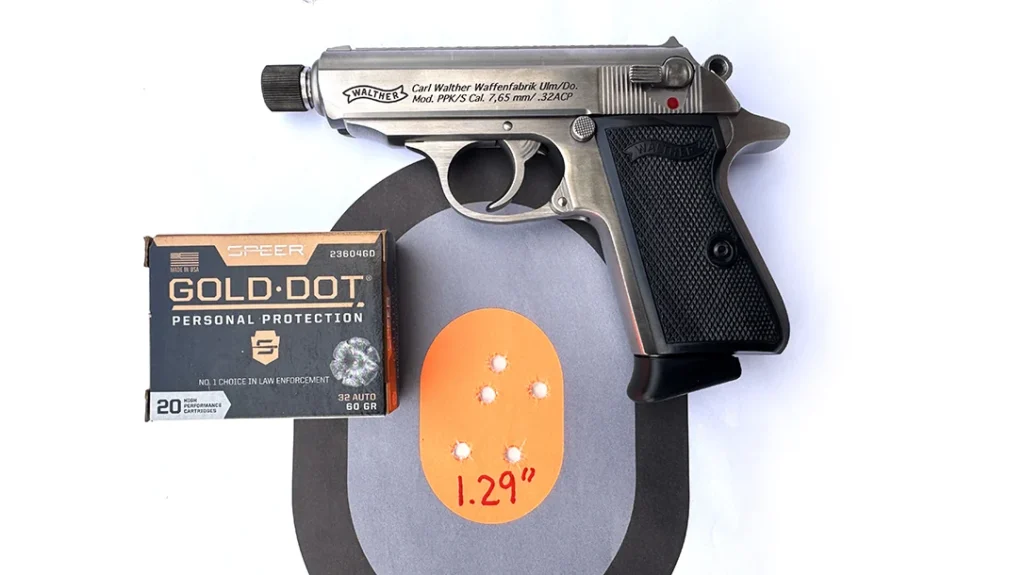 The best 5-shot group came with the Speer Gold Dot rounds.