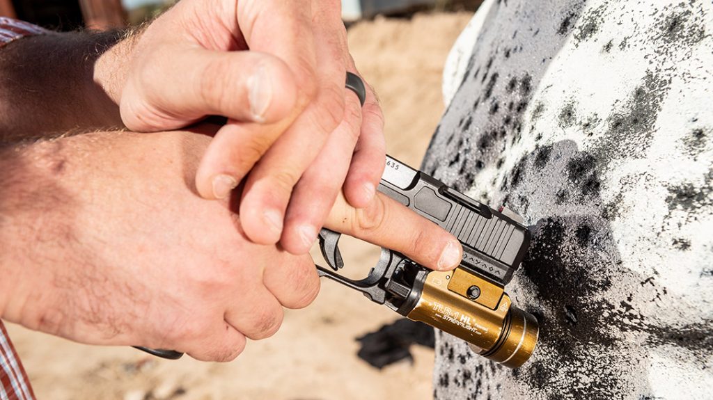 On contact shots, you might have to push your slide forward into battery.