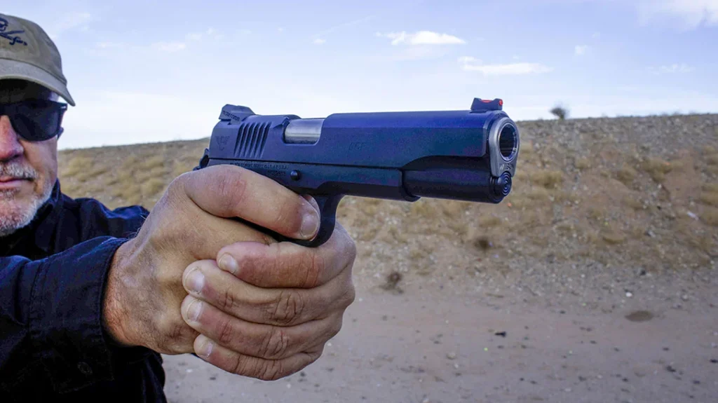 Pistols with a heavier weight typically have less felt recoil, due to their larger mass, which in turn creates less energy transference into a shooter's hands and body.
