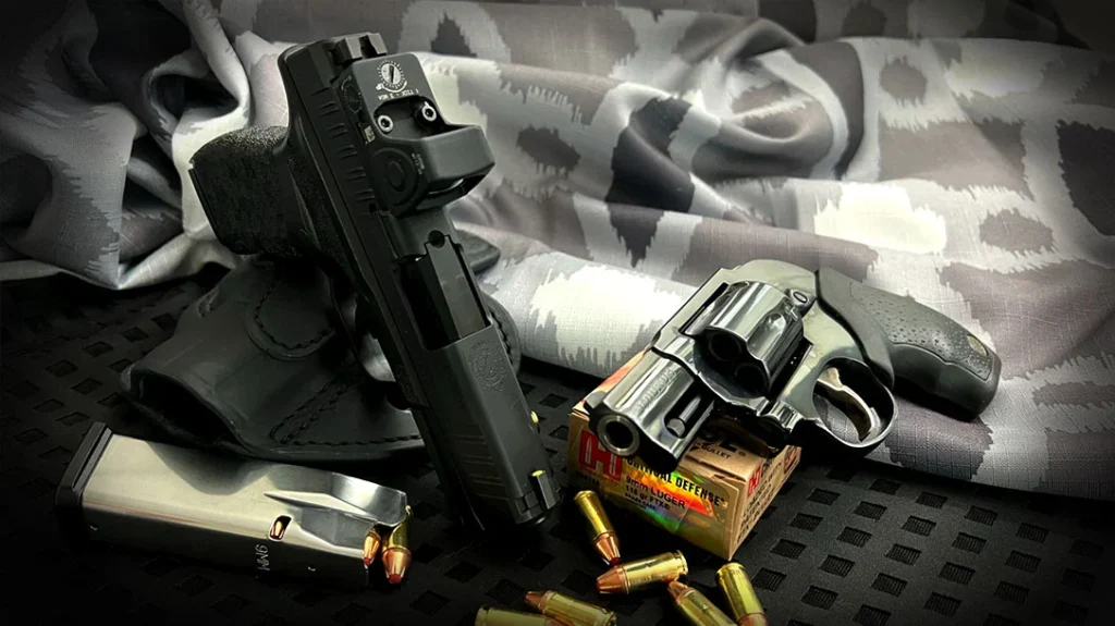 Handguns can be broken down into two distinct subsets: revolvers and semi-automatic.