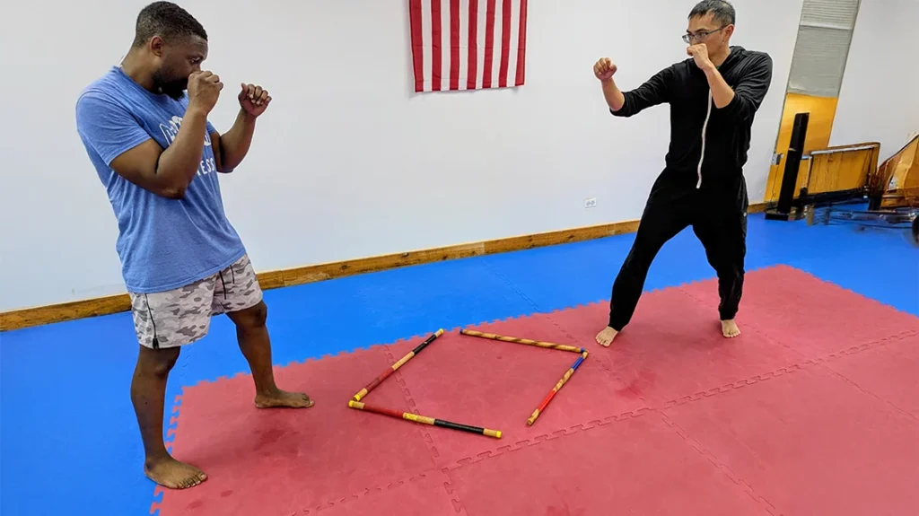 Brian and Adam begin at the spear-tip of the V.