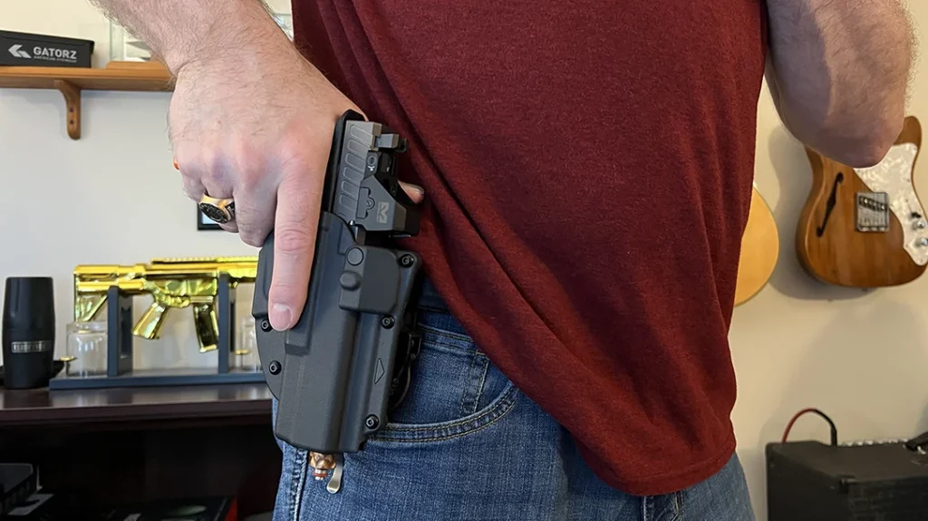 The mag and cartridge install like standard mags and cartridges. So, I can run my training from the holster for a well-rounded training experience.