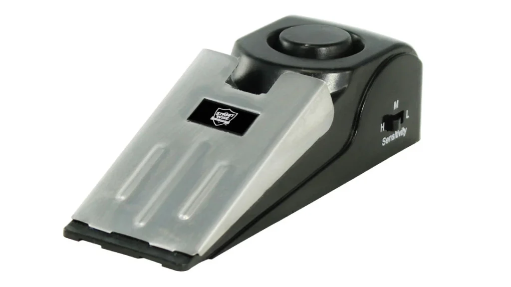 This aptly named wedge-shaped device is placed on the ground and pressed up against the bottom of the door.