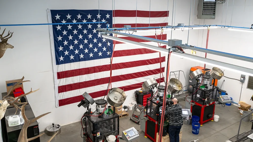 A HUGE American Flag adorns the wall at one end of the facility.