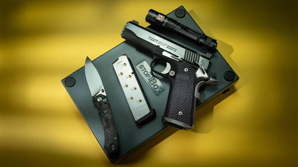 StopBox provides mechanical, non-electronic protection that requires muscle memory rather than digital input.