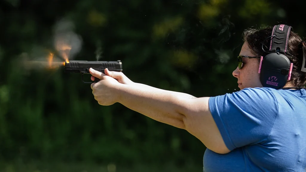 Our lady shooter, Ashley, said the Rost Martin RM1C Comped was her favorite pistol of the day compared to the other models we tried.