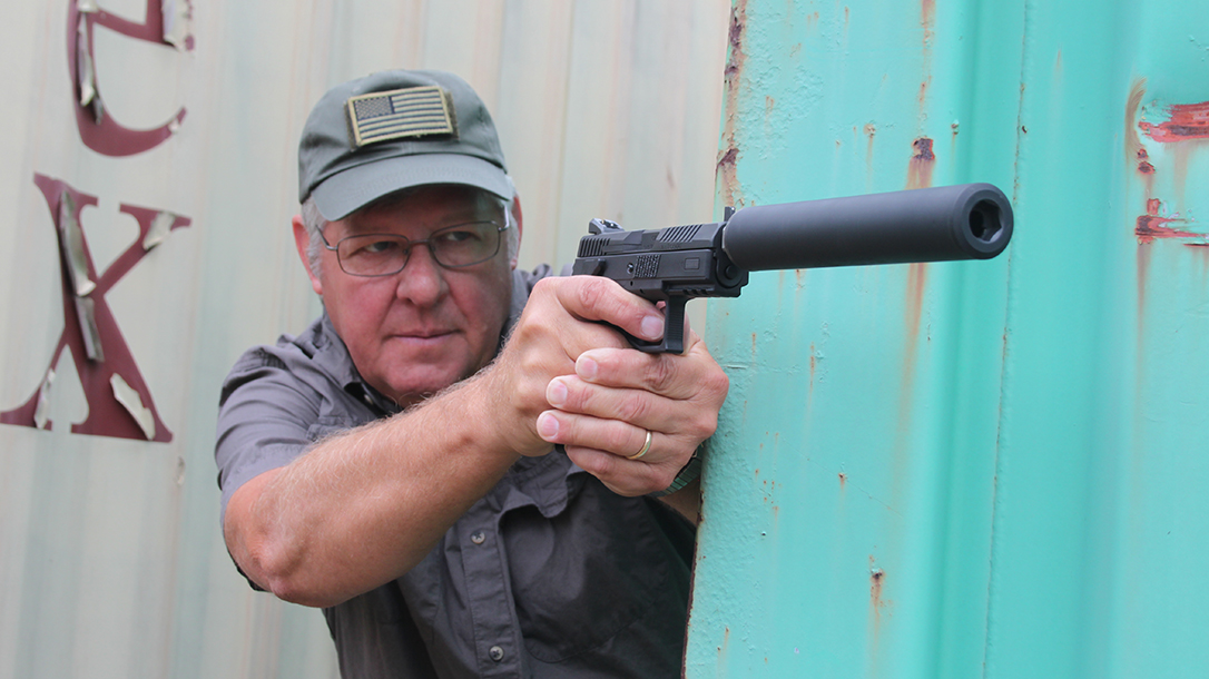 CZ P-07 Suppressor Ready pistol corner