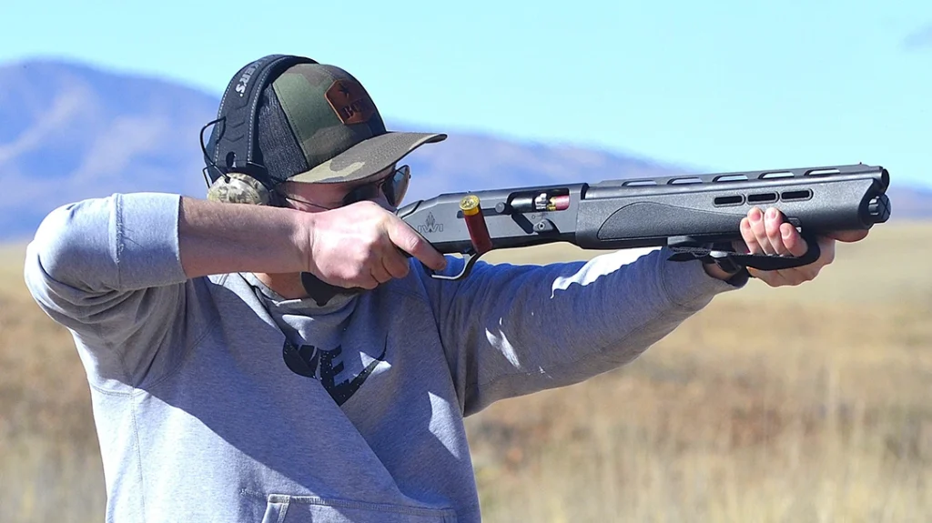 The author’s shooting partner shot Remington 3” 000 Buckshot through the IWI Mafteah.