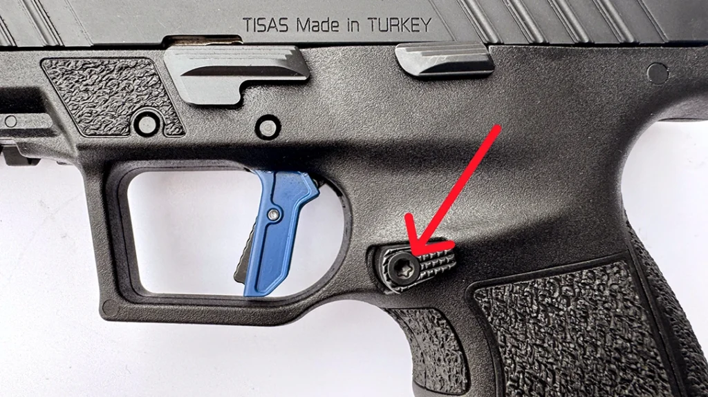 While manipulating the empty Tisas PX-9 Carry Comp, the author accidentally hit that mag-catch several times and dropped the magazine.