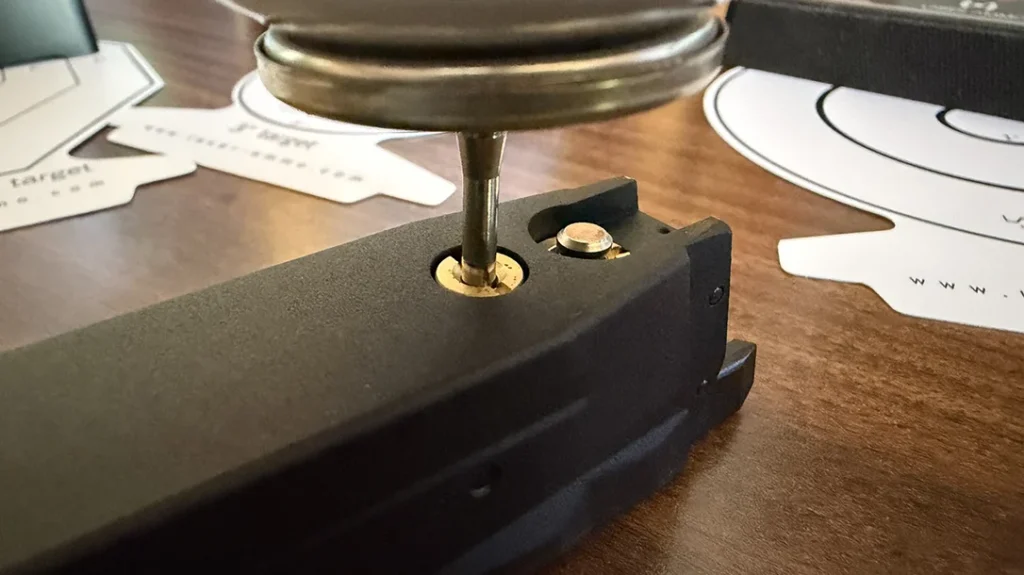 The port on the magazine makes refilling fast and easy.